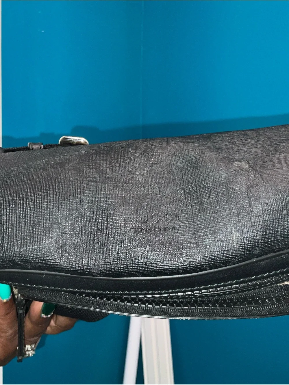 Gucci GG Supreme Monogram Belt Bag with Black Trim